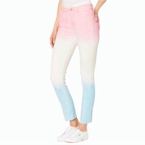 PAIGE Hoxton Slim Ombre Jeans Pink → White → Blue | Size 27